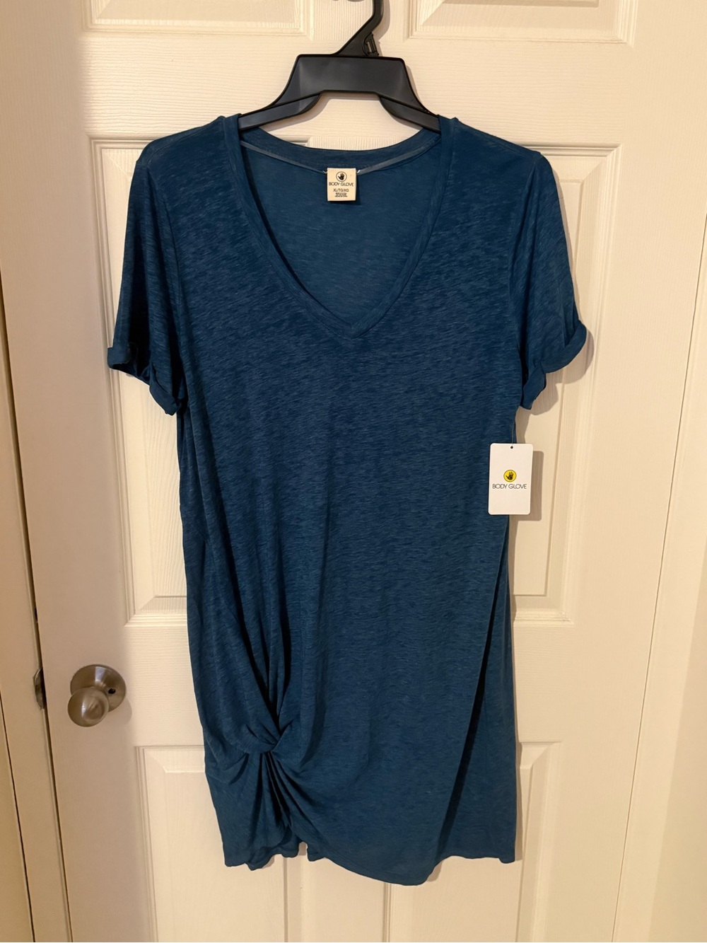 Body Glove Teal V-Neck Knot Hem Tunic